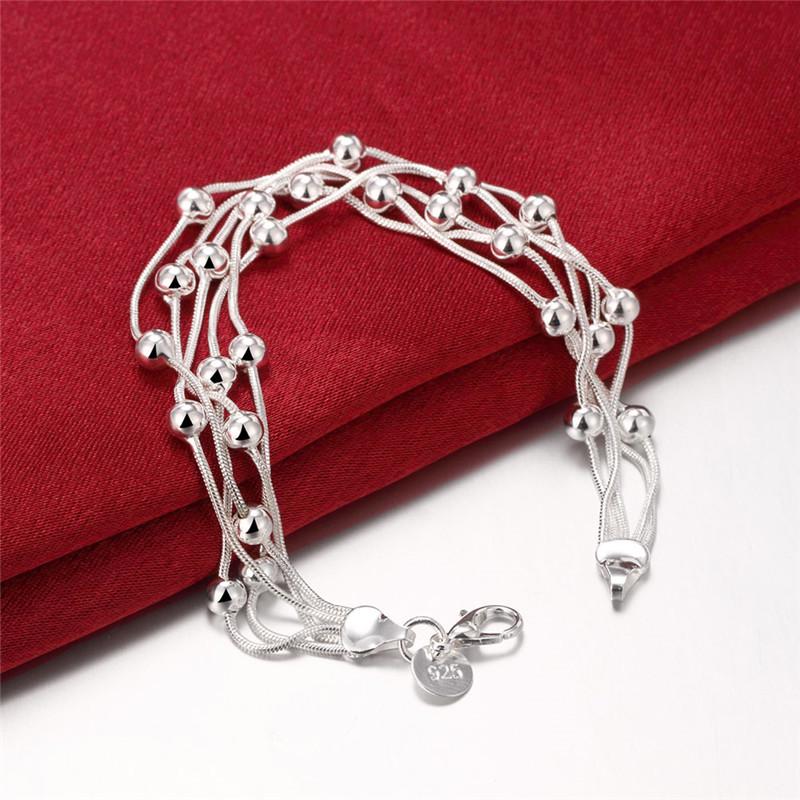 Cross Accessories Five-Line Light Bead Silver-Plated Bracelet for Women