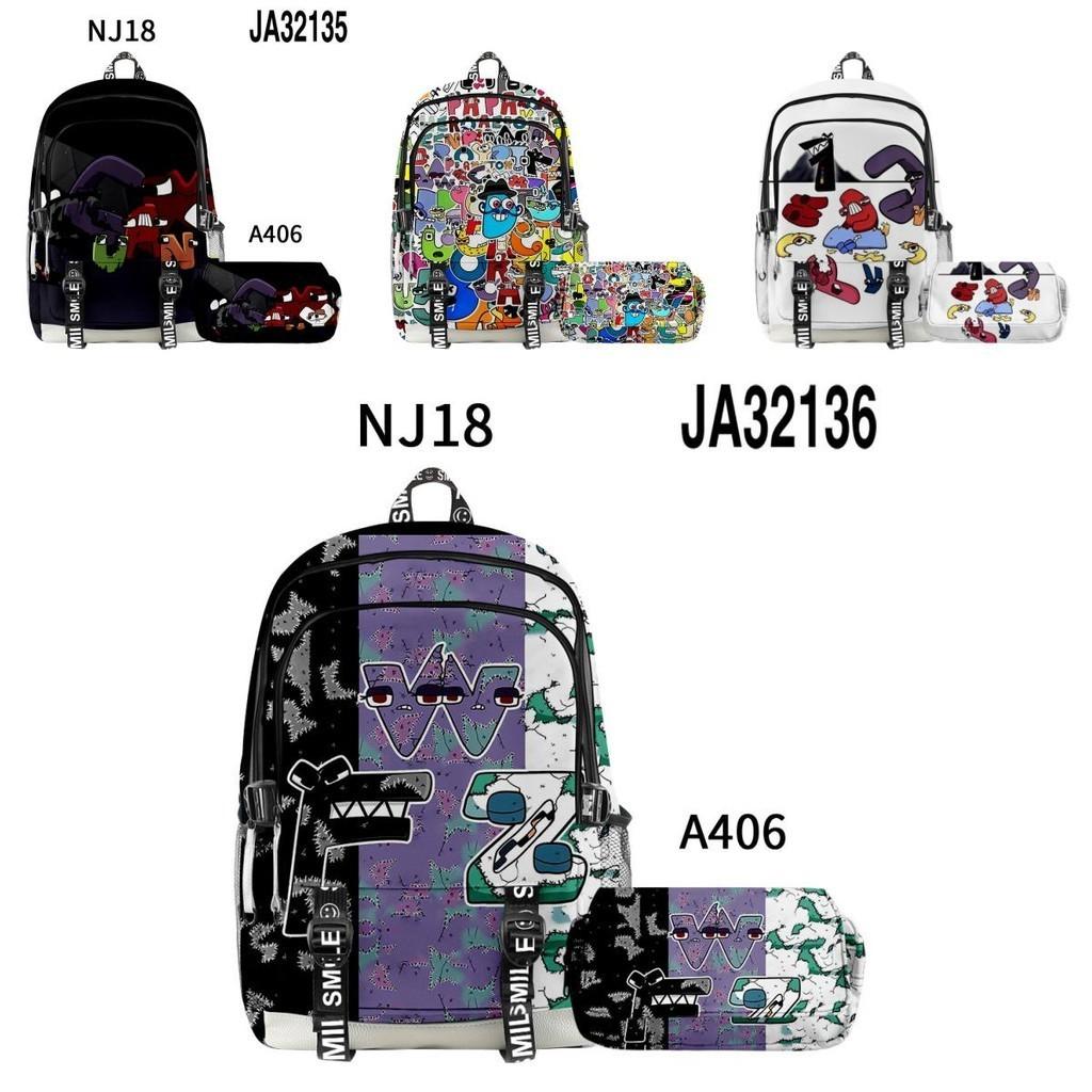 Alphabet Lore Legend Schoolbag Backpack W/ Zipper Double Layer Pen Bag Two-piece