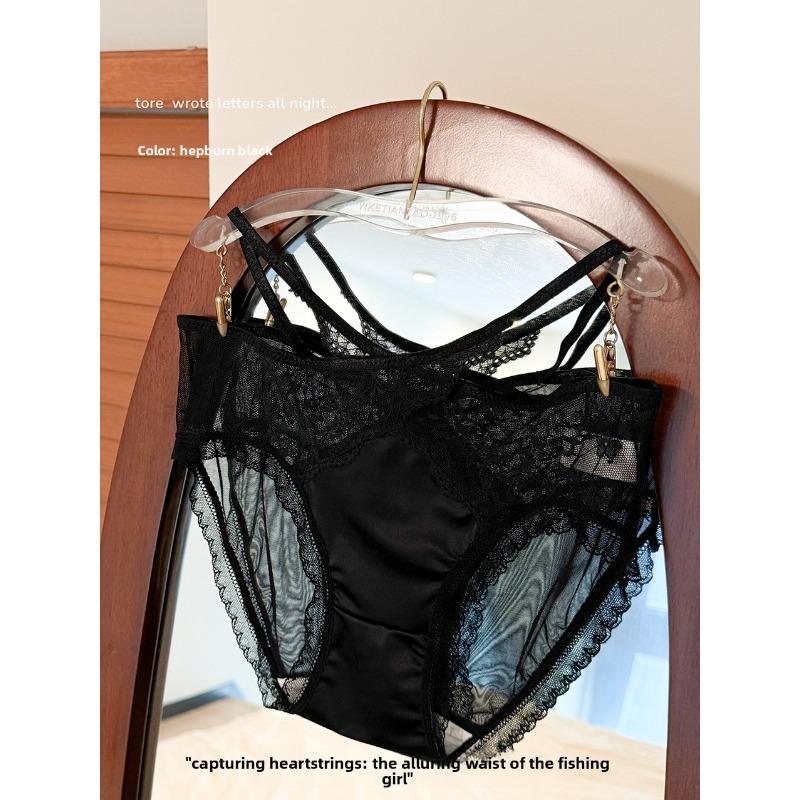 Женские весенне-летние новые стильные трусики из чистого хлопка с кружевом, удобные, с полым тонким поясом L