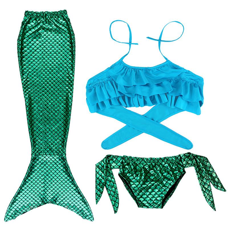 Mermaid Swimsuit Girls Middle School Elder Princess Split Skirt Elementary School Mermaid Baby Three-Piece Set