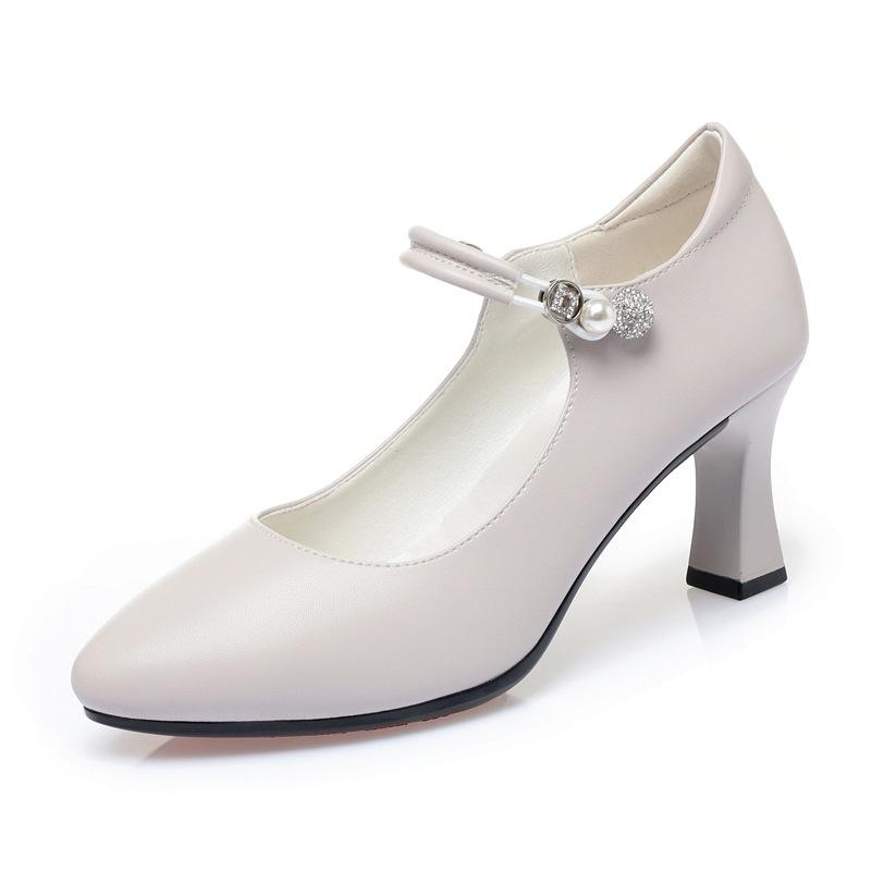 

Мода Одно слово пряжка Элегантный Комфорт Небольшие Мягкие Кожаные Туфли Женские Мэри Джейн Весенние Блок Высокие Каблуки Офисные Туфли Туфли На Платформе 39(Foot24.5cm)