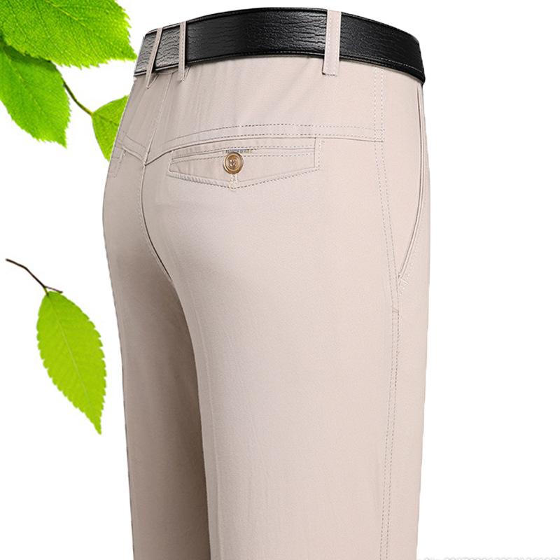 Pantaloni casual pentru bărbați, pantaloni casual cu talie înaltă pentru bărbați, cu picioare drepte, de vârstă mijlocie