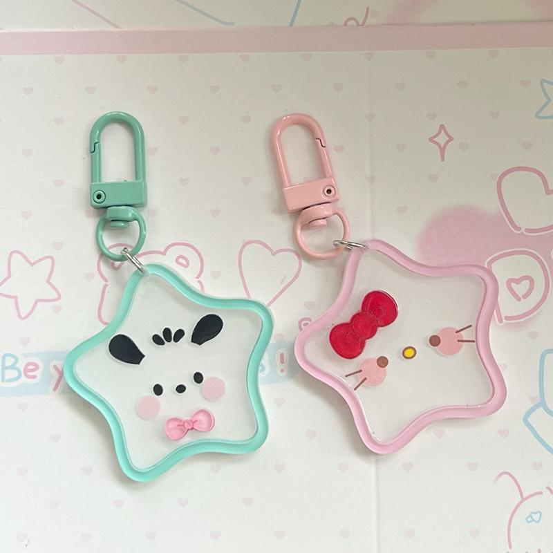 Cute Cartoon Sanrio Star Acrylic Keychain Ins Sweet Girl Schoolbag Pendant Keyring Friend Gift