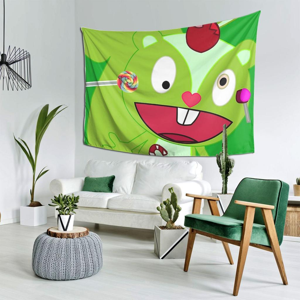 Nutty  Happy Tree Friends Tapestry Decoration Art Aesthetic Tapestries for Living Room Bedroom Home Wall Cloth Wall Hanging