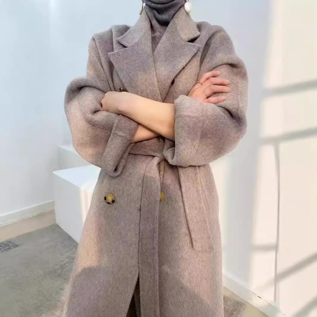 

Double-Sided Alpaca Wool & Cashmere Long Coat for Autumn/Winter Medium