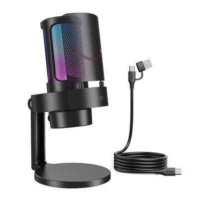 FIFINE AmpliGame A8 Gaming USB PC-Mikrofon für und Kondensator-Desktop-Computer-Mikrofon mit RGB-Konvertierung Touch-Kopfhörer-Pop und Schwarz
