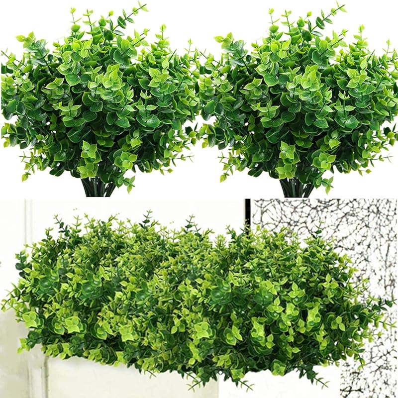 PASYOU Fake Leaves Plants for Christmas Decor, Gold Artificial Shrubs Grass Foliage Plastic Bulk Leaf Indoor Outdoor Home Garden Party Hotel Verandah