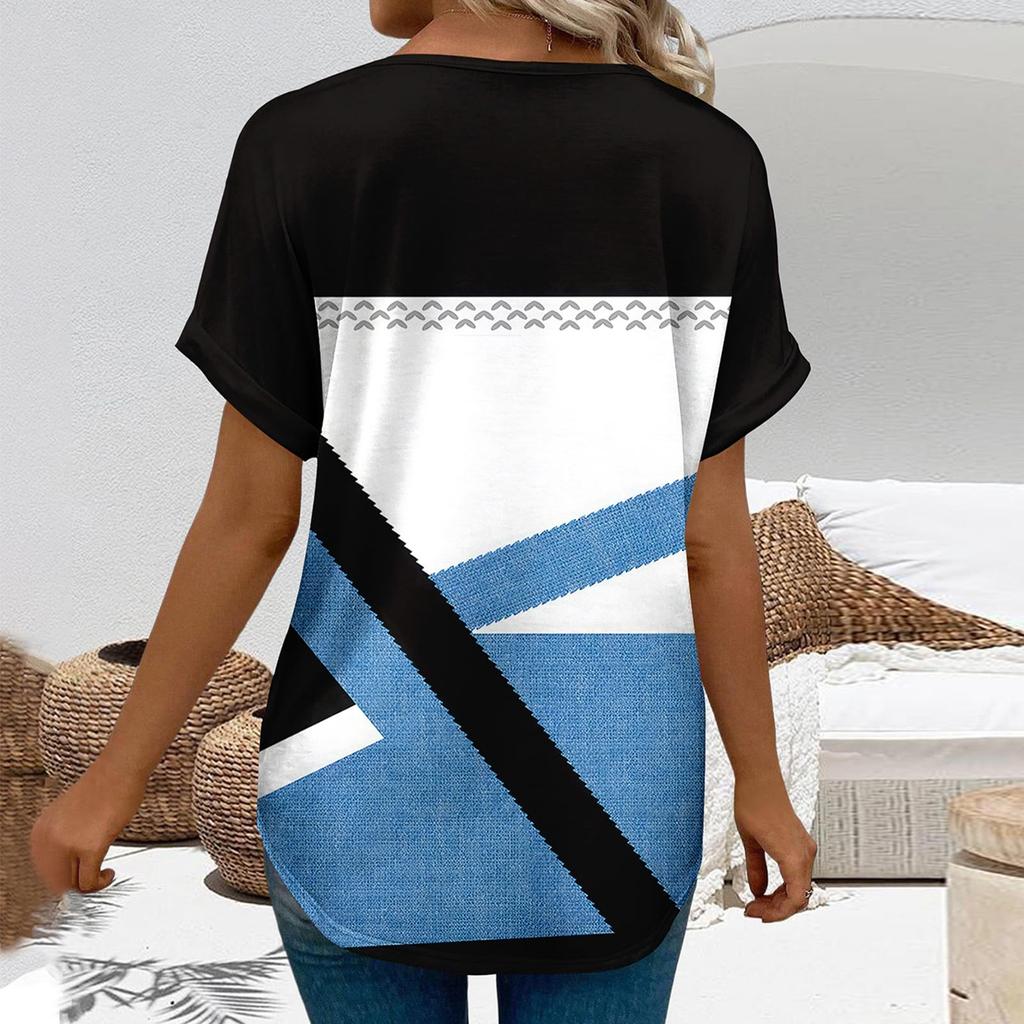 T-skjorter Kortermede T-skjorter med V-hals Damemote Topper Trendy Lette Myke Uformelle Sommerantrekk