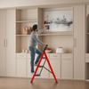 Step Ladder, 3 Step Ladder Folding Step Stool, Multi-Purpose Collapsible Ladder for Home or RV Outdoor Work, Heavy Duty 330 Lbs Load (White, Red)