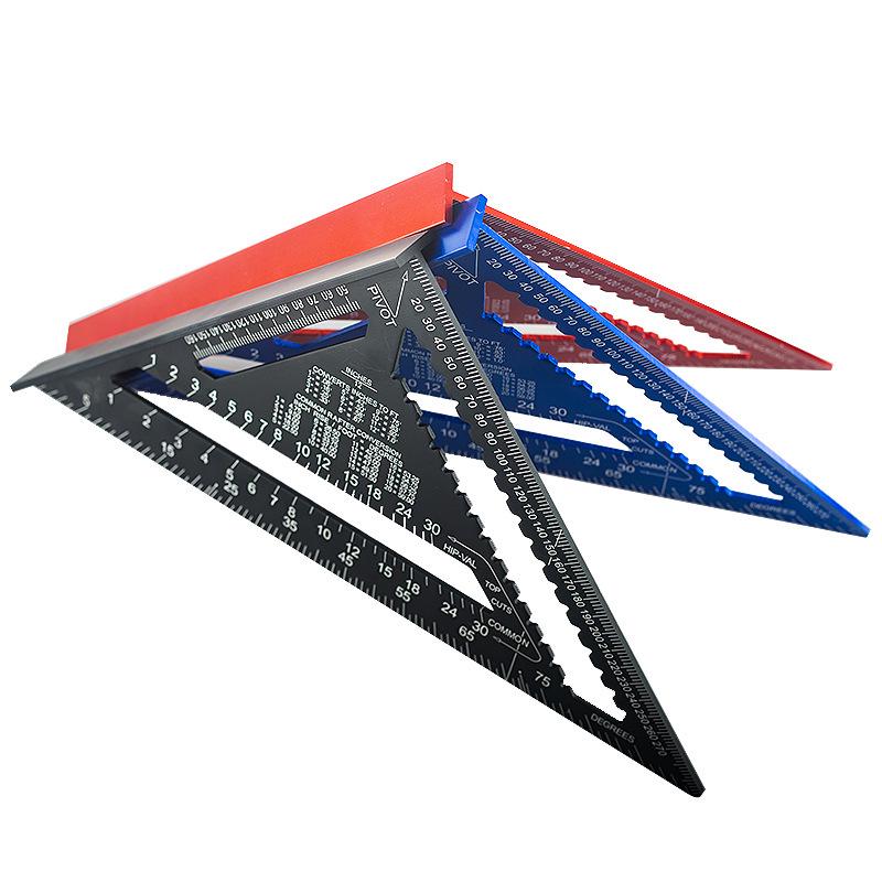 ZJ Aluminum Alloy 7" Triangle Woodworking Ruler - Inch/Metric 90° Right Angle Ruler