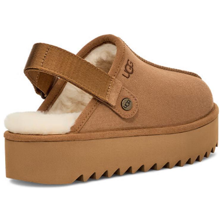 UGG Comfortable Two-Way Anti-Wear Open-Toe Slippers Women slippers Chestnut 1166734-CHE