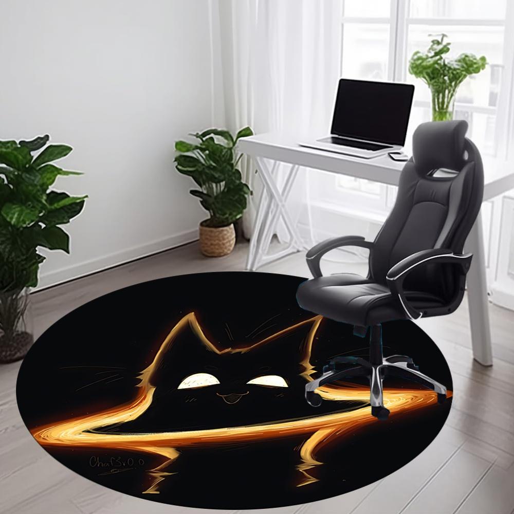 1pc FlameKitty Office Round Area Rug, Mat Suitable For Office, Under Office Chairs Bedroom Living Room Home Decor, Room Deco