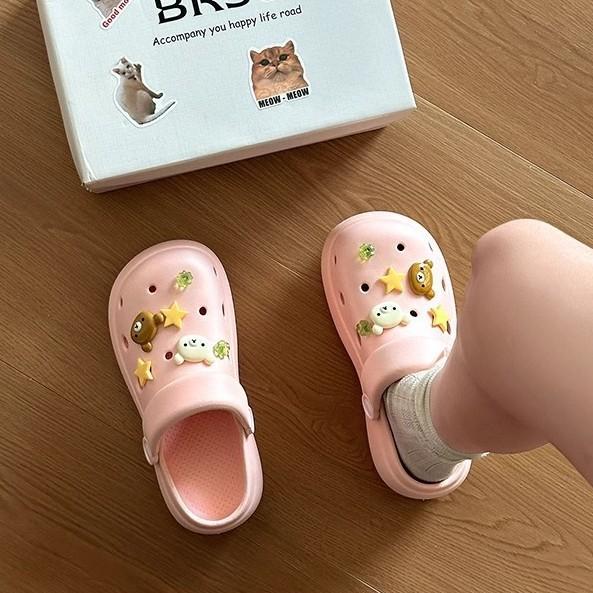 Thick-soled hole shoes women's summer outer wear cartoon cute new heightening non-slip bag head cool slippers
