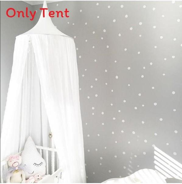 

Bed Canopy Kids Bedroom Play Tent Cotton Netting Bedcover Round Dome Curtain белый