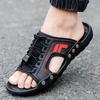 Leather Slippers for Men Beach Flat Lazy Shoes Trend 2025 Eva Pvc Mascullino Low Price Comfortable Fun Adult Sandals Man