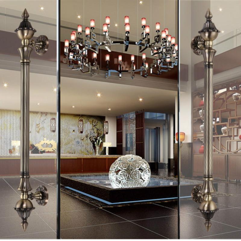 1pcs Door Handle Antique Zinc Alloy 280-550mm Length Handle Door Pull Bronze Gate Hotel Entrance Shopping Mall Door Handle