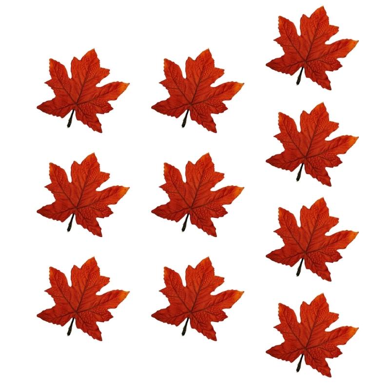 10PCS Bright Colored Faux Maple Leaf Models With Natural Texture For Home Decors And Seasonal Displays