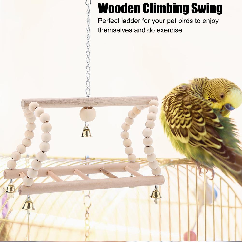 Pet Parrot Toy Wooden Climbing Swing Ladder for Birds Hamster