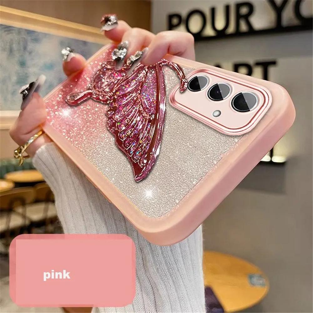 

Flowing Sand Butterfly Shiny Glitter Phone Case For Samsung A53 A52 A32 A13 A23 A33 A73 A72 A12 A22 A03S Quicksand Stand Cover For Samsung A13 (4G)