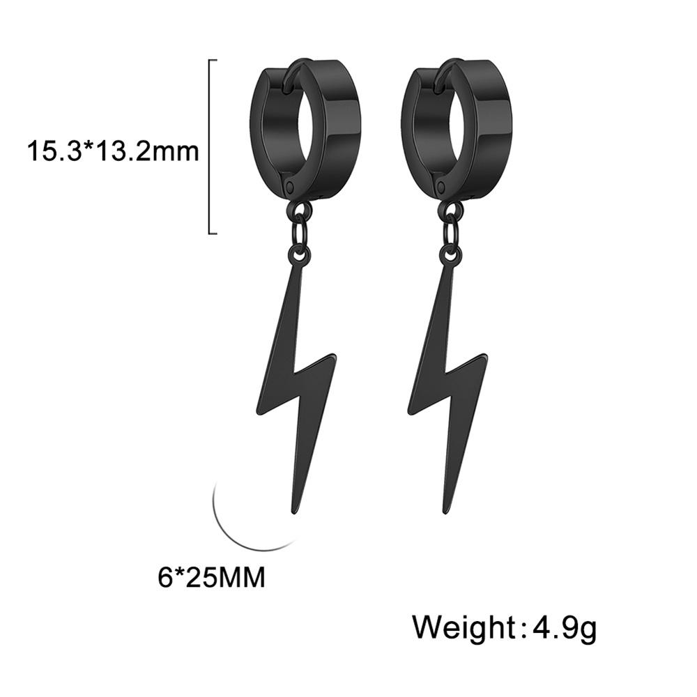 My Shape Fashion Lightning Earrings Women Men Hiphop Hoop Earring Stainless Steel Gold Punk Jewelry Party Ear Accessories