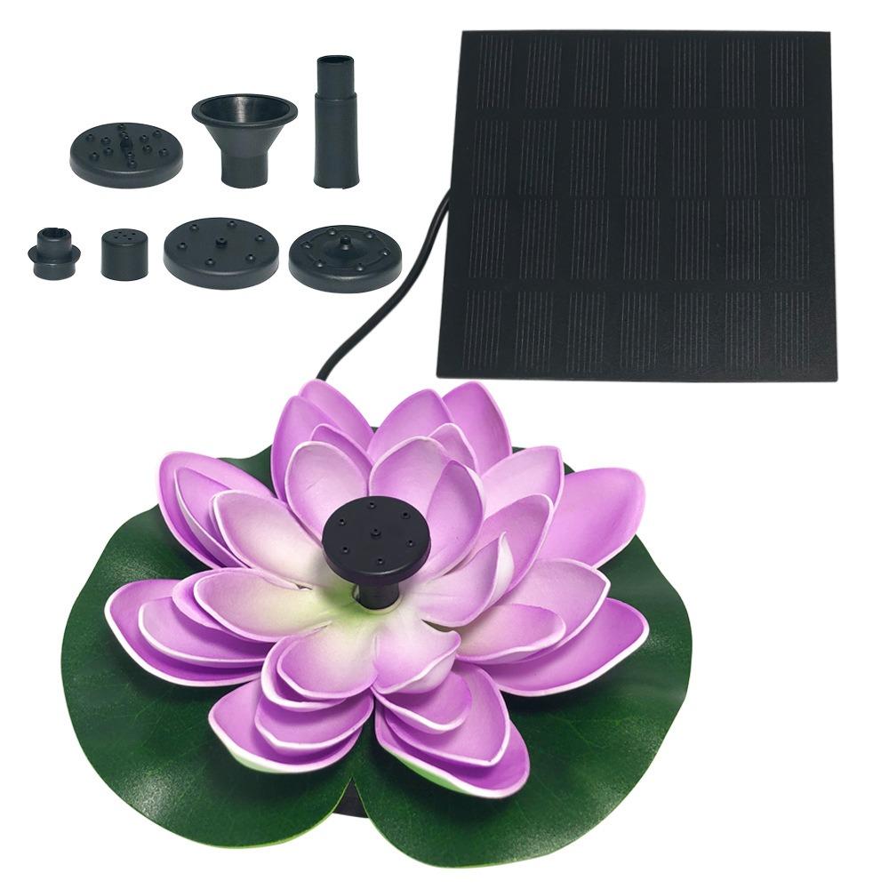Solar Fountain Floating Landscaping Outdoor Water Feature Garden Fountain Pool Water Feature, Lotus Leaf Flower Model, Combination Fountain