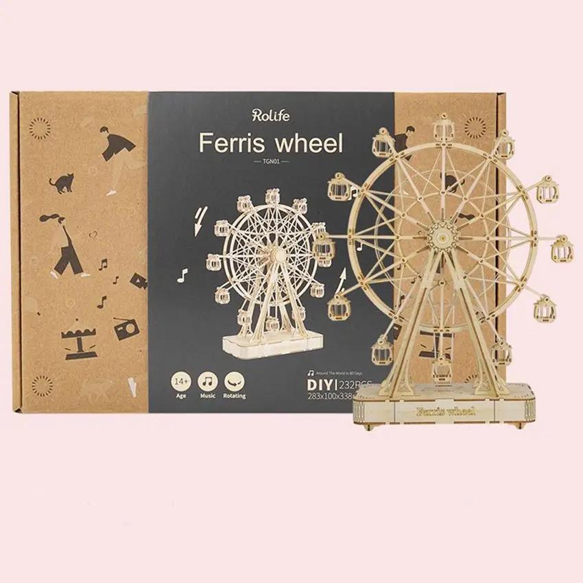 ROBOTIME Rolife Ferris Wheel 3D Wooden Puzzle Music Box TGN01