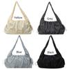 Women Soft Armpit Bag Large Capacity Cloud Pleated Shoulder Bag Top Handle Bag Solid Color Multi-pockets for Outdoor Travel
