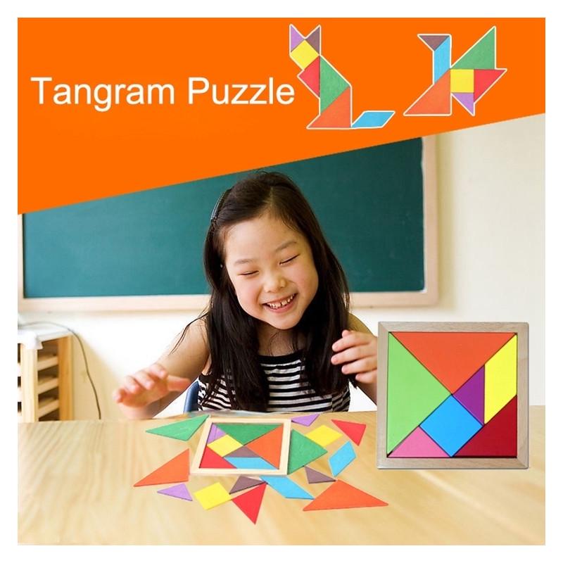 Tangram Rompecabezas De Madera Piezas Juego De Construcción Y