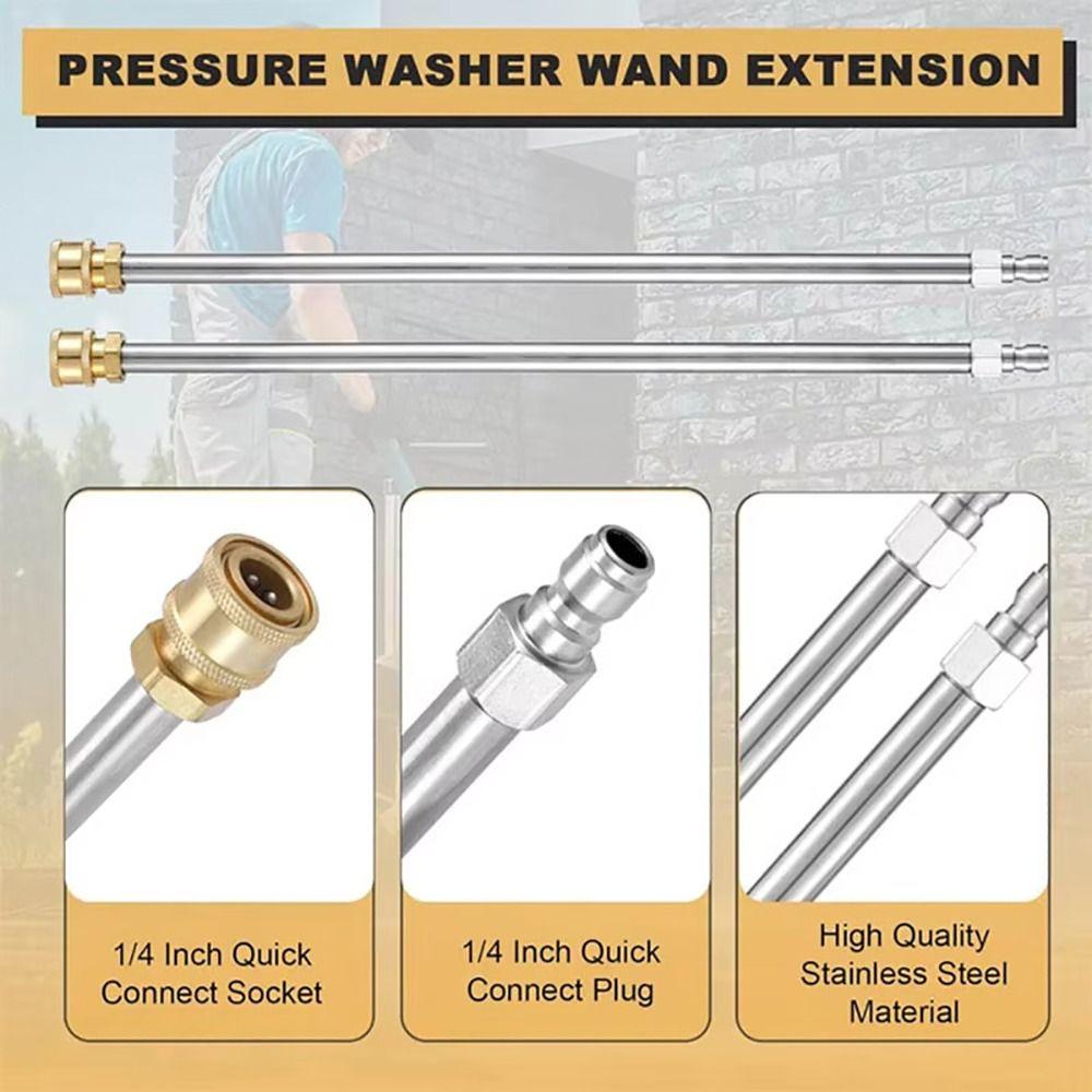 1Pcs Stainless Steel Washer Extension Wand High Pressure Electric Washer Nozzle Spray Lance Rod