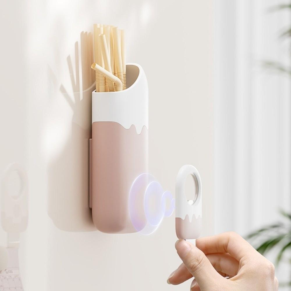Wall-mounted Refrigerator Side Storage Boxes Magnetic Straw Storage Container