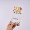 Vase Shaped Bloomy Flowers Desk Calendar Detachable Base Monthly Planner  for Table Desk Decor