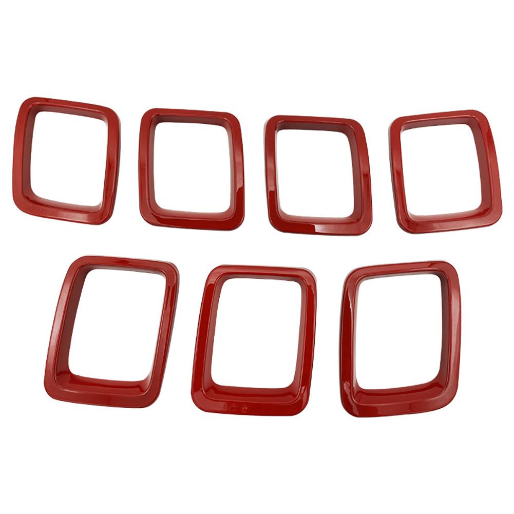 7 bucăți pentru mașină, capac grilă frontală, inserturi de inel pentru gratar, kit de ornamente pentru cadru, potrivit pentru inserții Jeep Compass 2017 2018