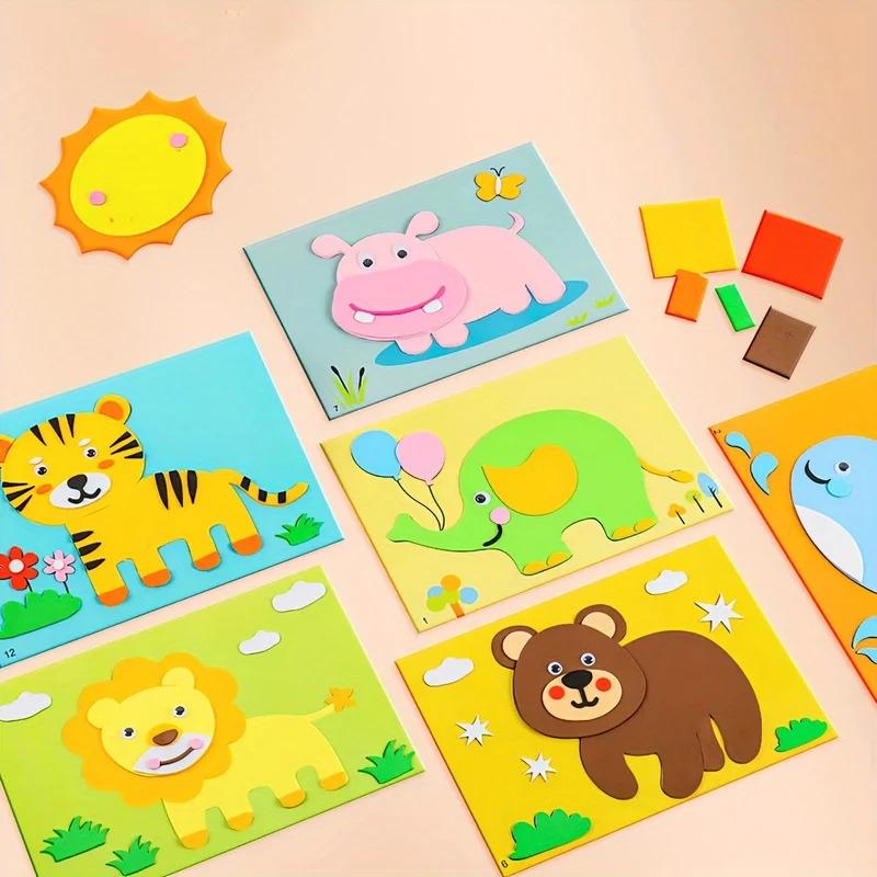 3D EVA Foam Sticker Set - 10PCS DIY Cartoon Animal Art Stickers for Kids Creative Learning & Classroom Craft Activities