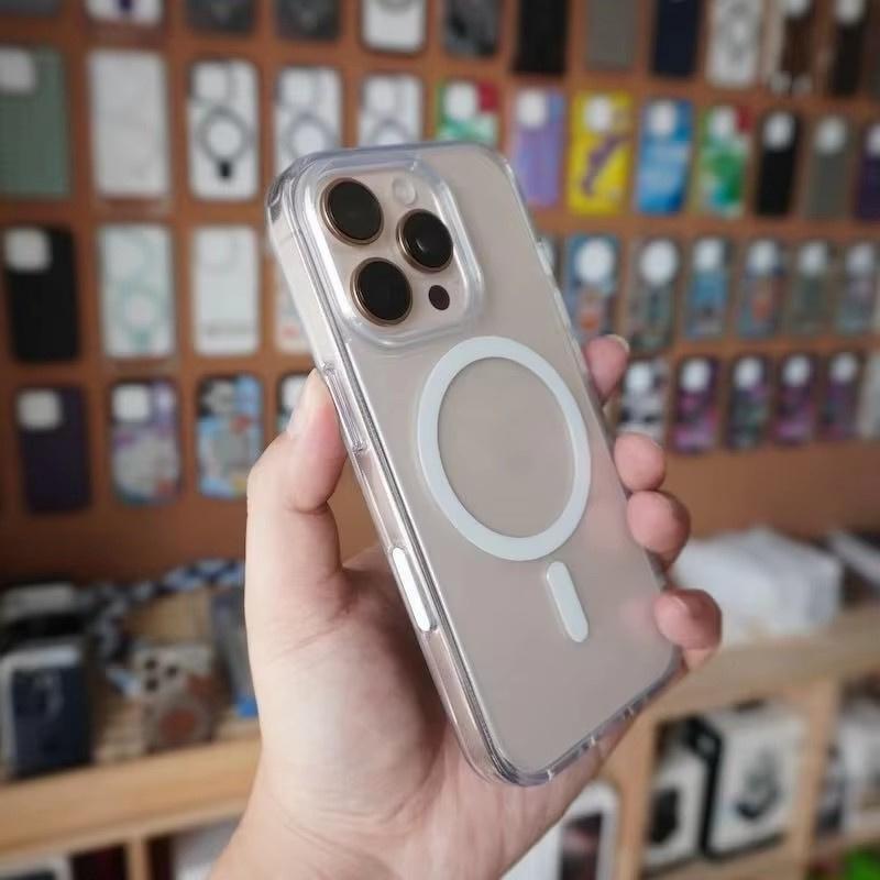 

С кнопкой защиты камеры прозрачные магнитные чехлы для iPhone 16 Pro Max 16 Plus для чехла MagSafe ультратонкий жесткий чехол для ПК iPhone 16