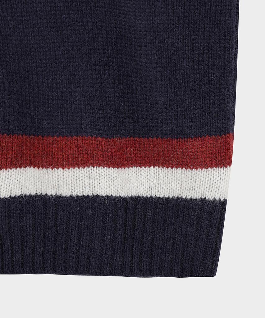 BROOKS BROTHERS Tennis V-Neck Sweater (Navy) (Bbwnmf4522Qef)