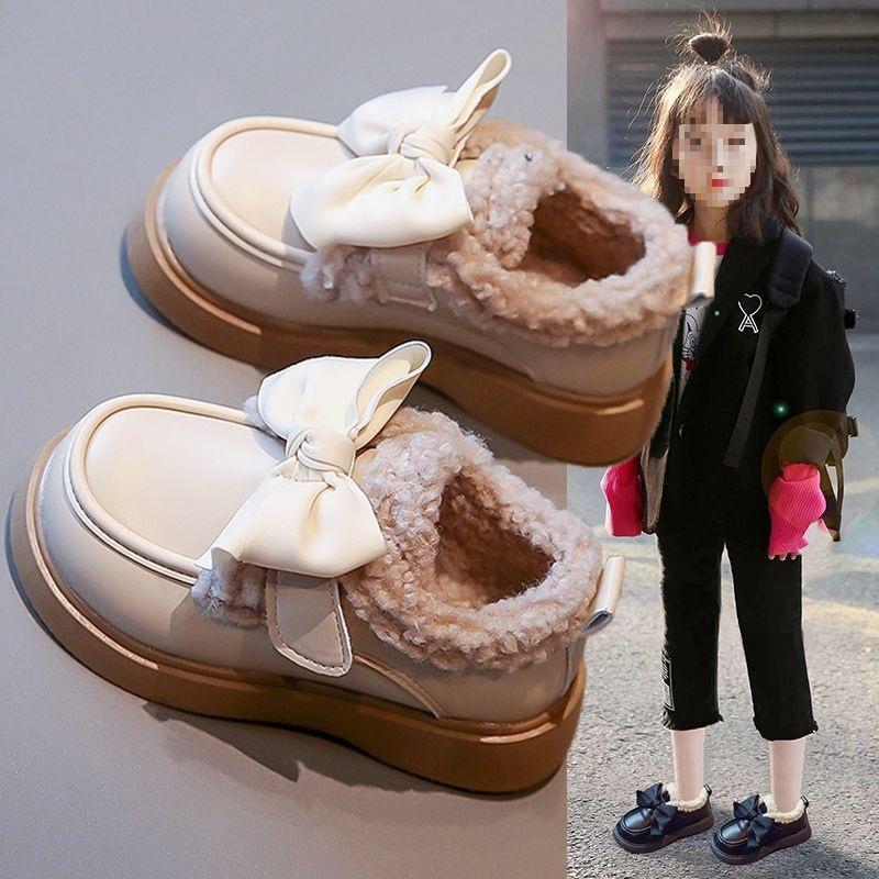 Girls' Shoes, Cotton Shoes, 2025 Autumn/winter New Children's Shoes, Fleece Thickened Snow Boots, Baby Winter Leather Shoes