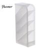 Study Table Accessories Slanted Pen Holder with 5 Compartments, Plastic Stationery Storage Organizer, Multi Compartment Organizer Macaron Colors Space
