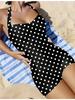 Charming Polka Dot Halter Pleated Slim Waist Bikini Swimsuit With Boyshorts For Beach Vacation