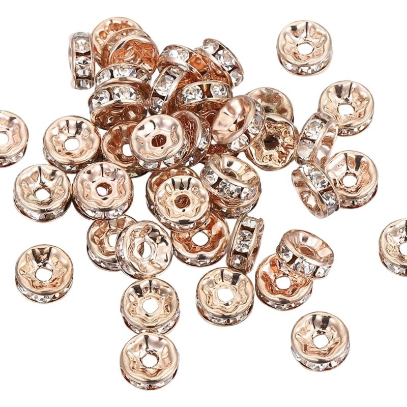8mm Rhinestones Spacer Beads Rondelle Loose Beads Crystal Bead Spacer for Bracelets and Necklaces In Jewelry Crafts