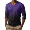 Men's V-neck Casual Fashion Printed Long-sleeved T-shirt Top