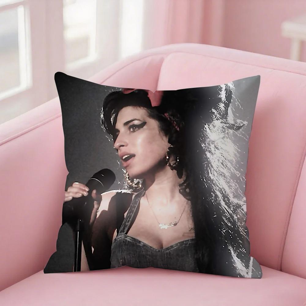 Наволочка с изображением певицы Эми Уайнхаус, квадратная, двусторонняя печать, короткий плюш, чехол для диванной подушки, для спальни, прикроватной подушки 12x12Inch
