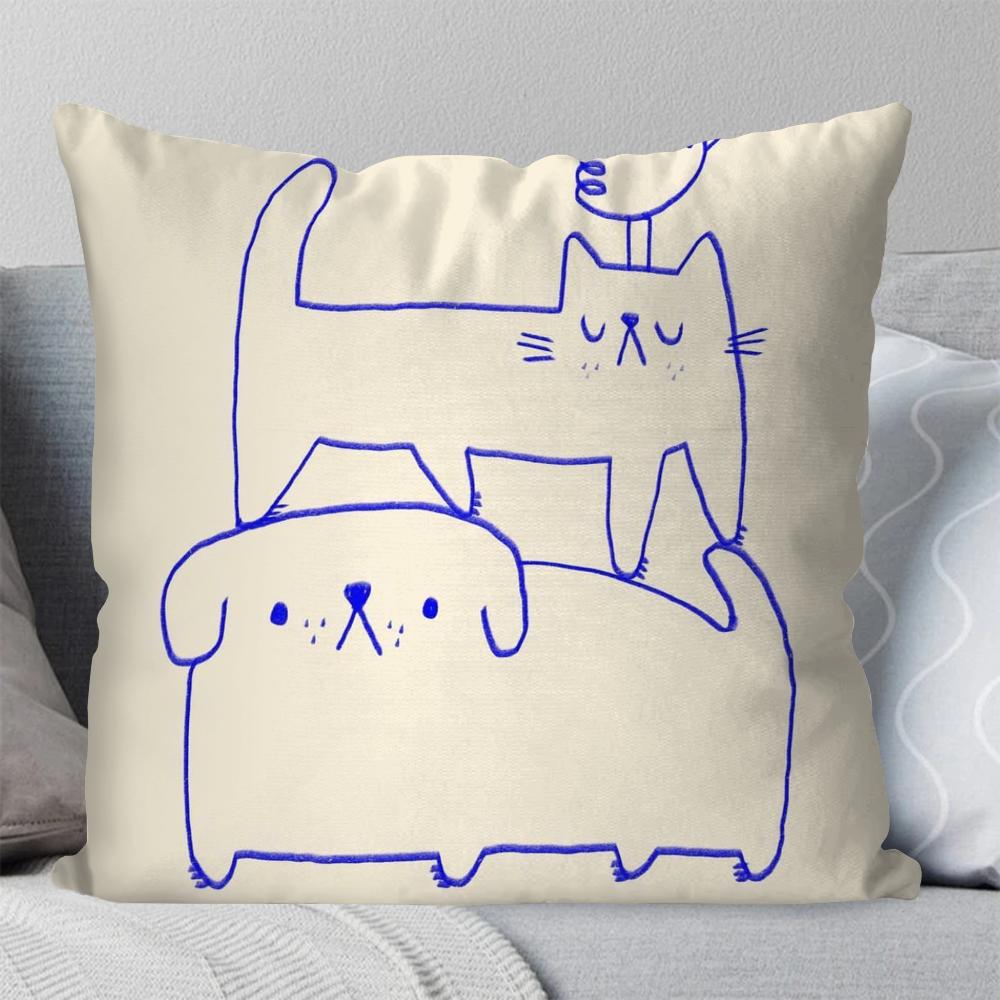 1pc Cute Black Cat Pillow Case Square Pillow Bedroom Sofa Leisure Comfort Cushion Car Living Room Home Decoration 40X40