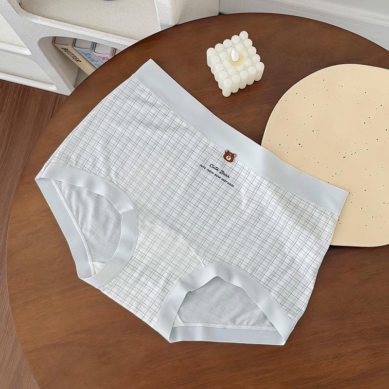 Women's Summer Fashion New Cartoon Bear 10A Antibacterial Mid Waist Briefs