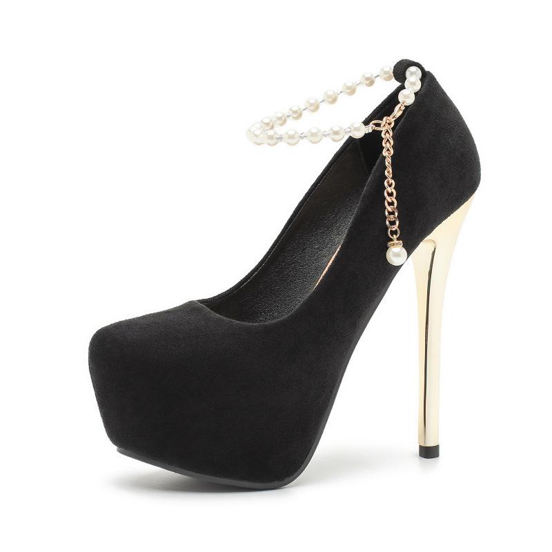 New Luxury Women's Exquisite Ultra High Heels Summer Fine Heels Pearl Fashion High Heels Women's Shoes Nightclub Dance Shoes