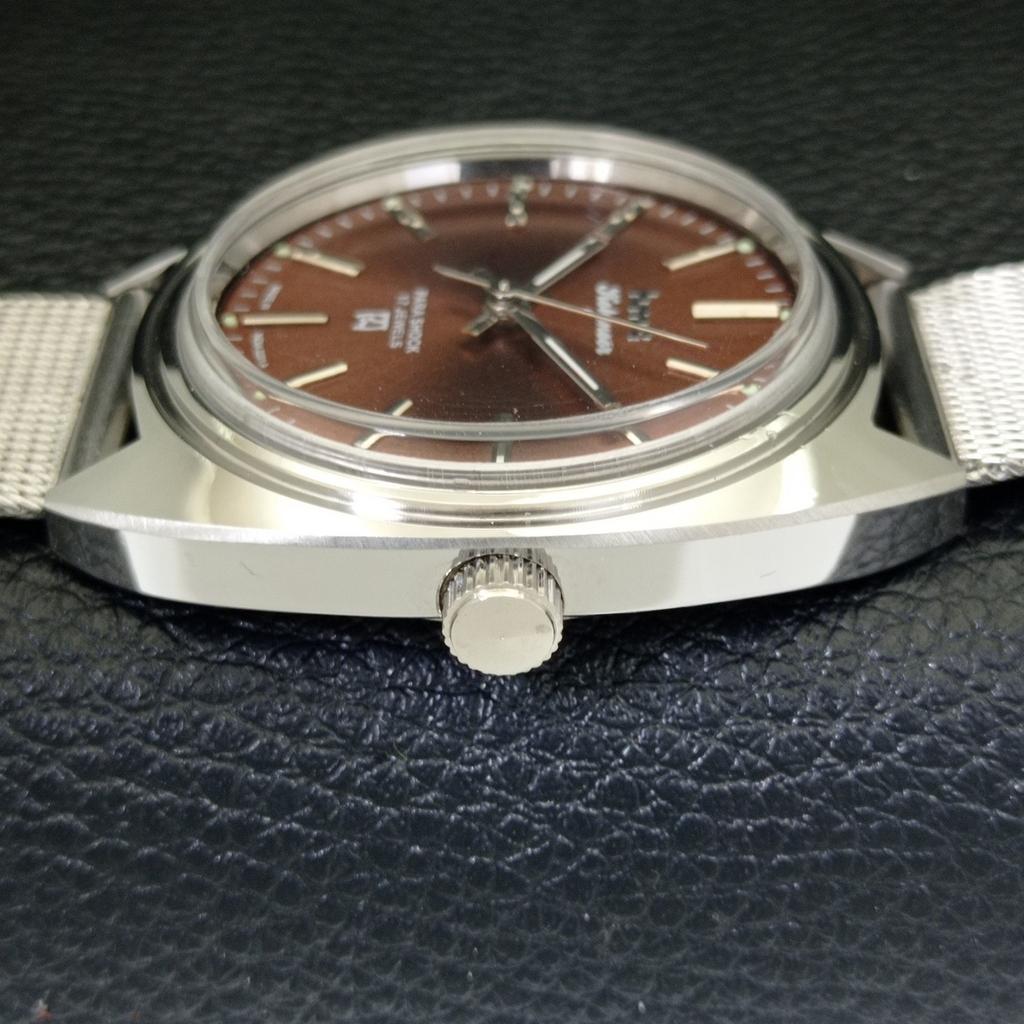 VINTAGE HMT KOHINOOR HAND-WINDING INDIAN MENS BROWN COLOR DIAL WATCH a441022-4 HT-a441022