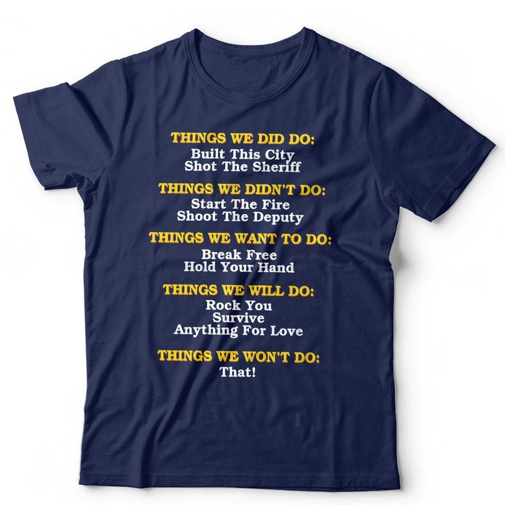 Grappig Muziektekst T-shirt Unisex Rock Pop Songtitels Muziekliefhebber Cadeau Grafisch