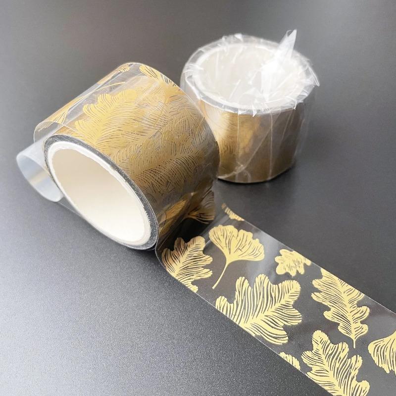 Butterfly Feather Leaves Decorative Adhesive Tape Golden Transparent  Washi Tape Scrapbooking Sticker Label Stationery Tape