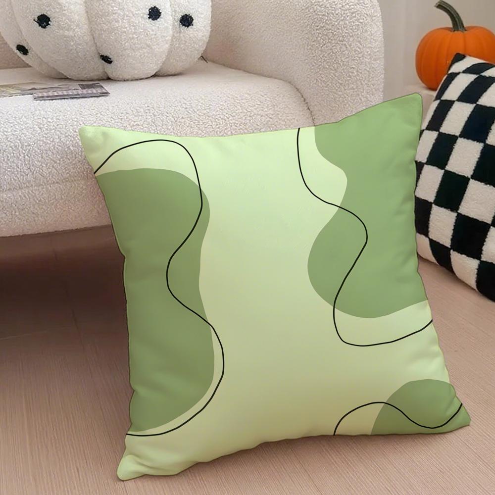 Refreshing Serene Matcha And Mint Green Cushion Cover Throw Pillow Cover Hidden Button Durable Polyester Chair Cushion