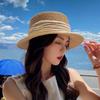 New summer women's flat top hat, thin hat, fashionable and simple outdoor sunshade vacation beach hat