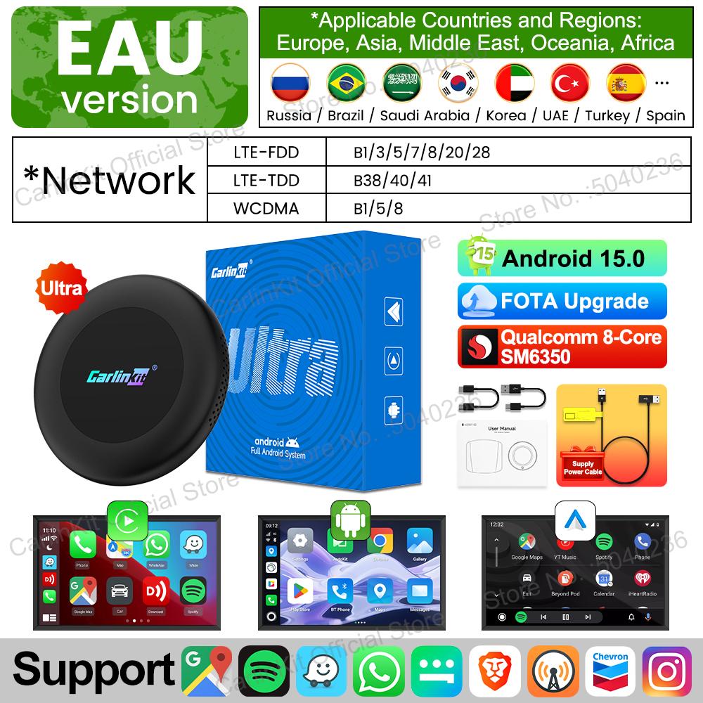 

CarlinKit 8G+128GB Android 15 Ultra2 CarPlay Ai Box Wireless Android Auto CarPlay Online Video SM6350 8-Core GPS 4G LTE For Cars 8GB 128GB